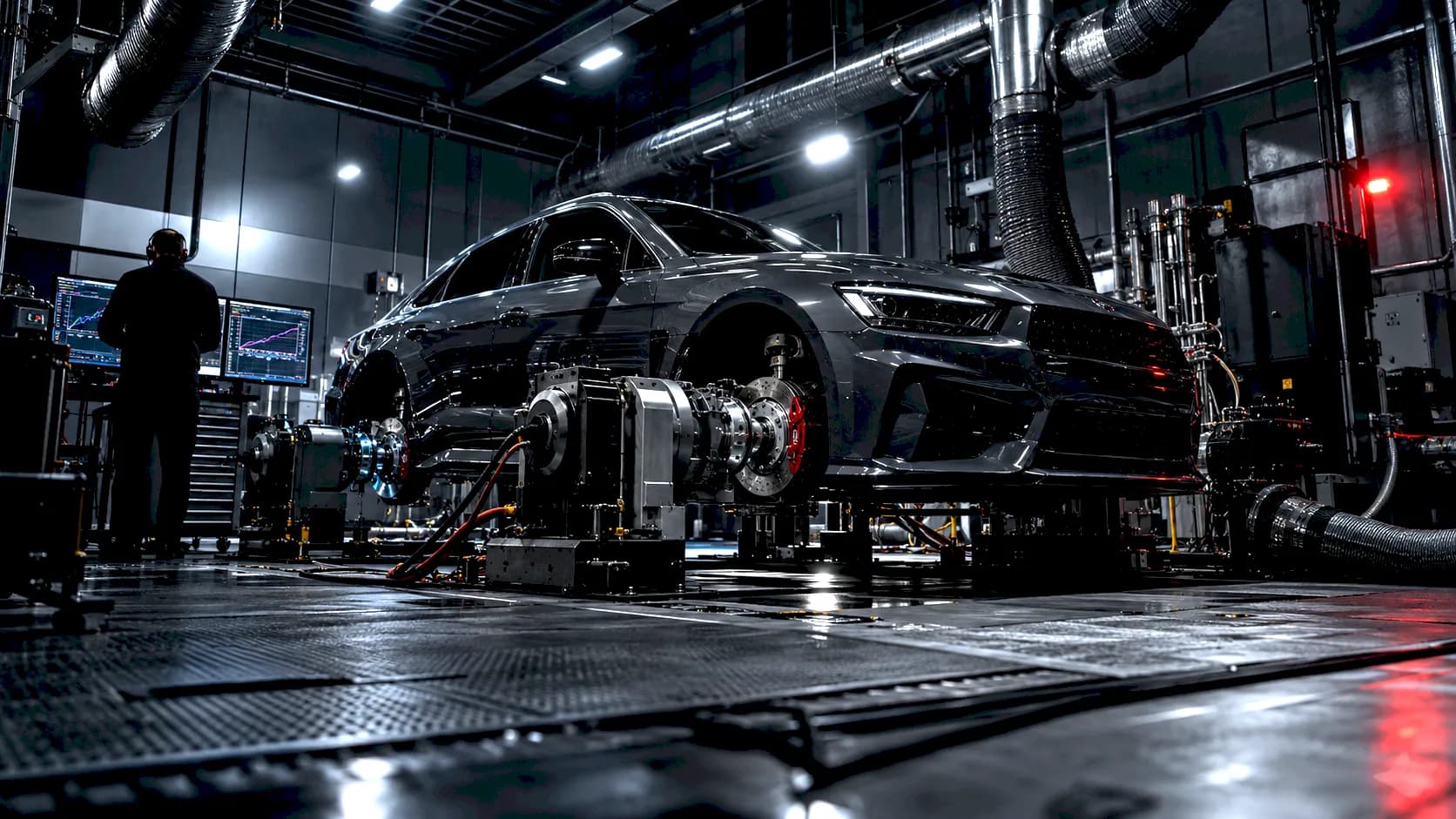 Performance car on a hub dyno