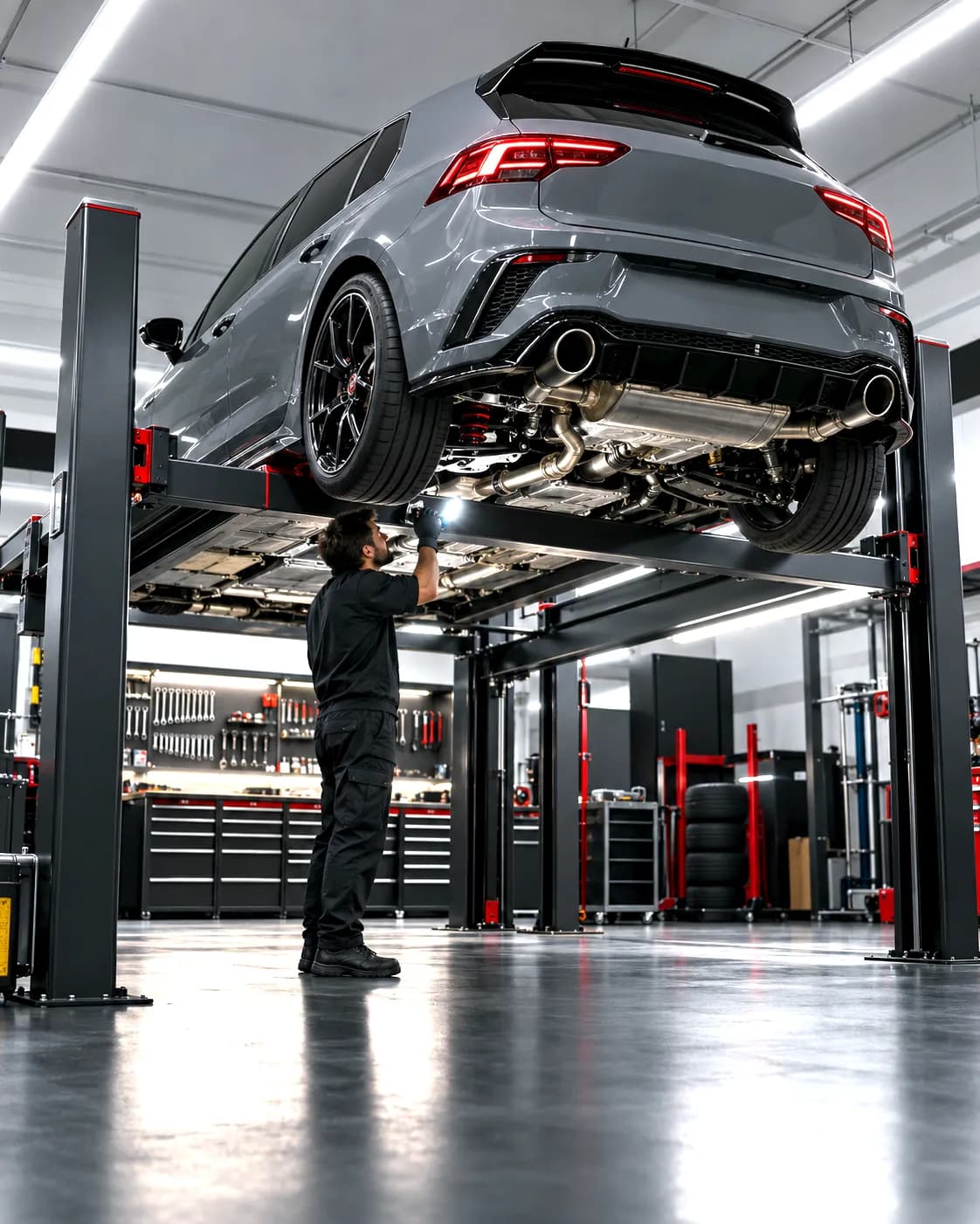 Performance hatchback underbody inspection