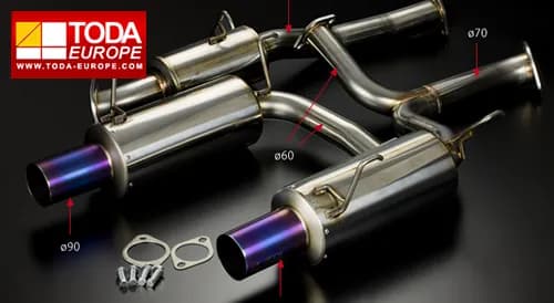 S2000 Toda Racing 70mm Exhaust System – Straight Tail Pipes, image 1 of 1